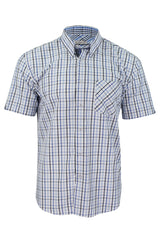 Xact Mens Check Shirt Short Sleeves-Main Image