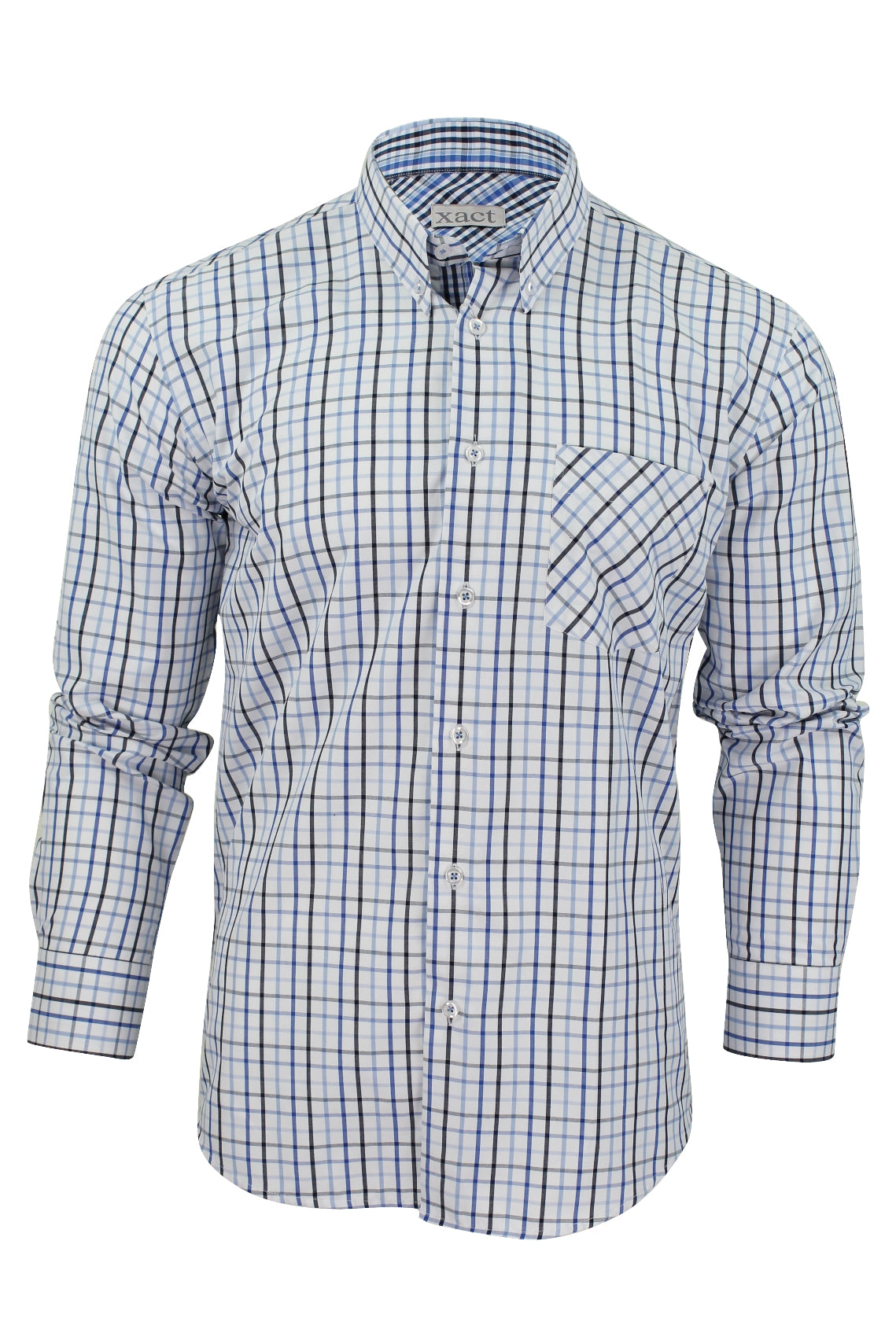 Mens Long Sleeved Check Shirt by Xact Clothing-Main Image