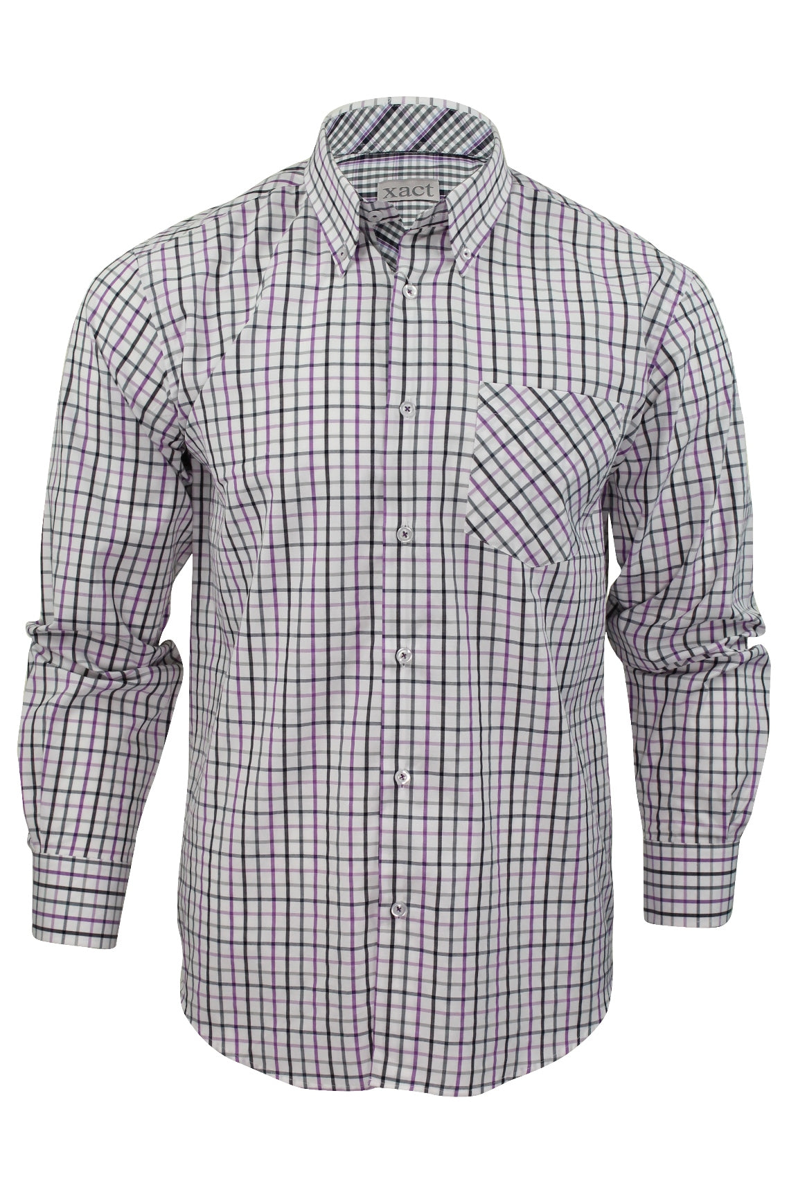 Mens Long Sleeved Check Shirt by Xact Clothing-Main Image