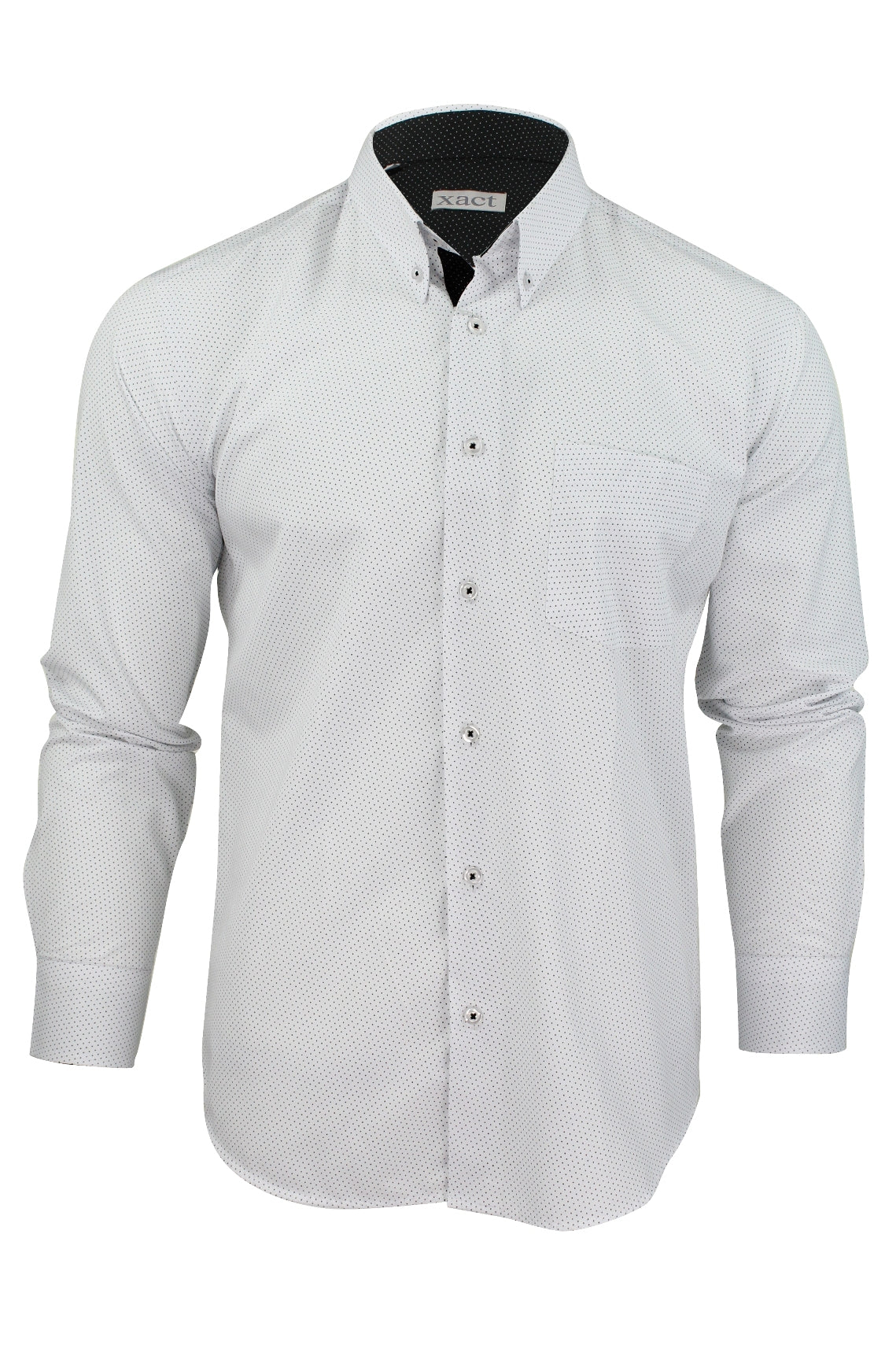 Mens Long Sleeved Shirt by Xact Clothing Mini Polka Dot-2