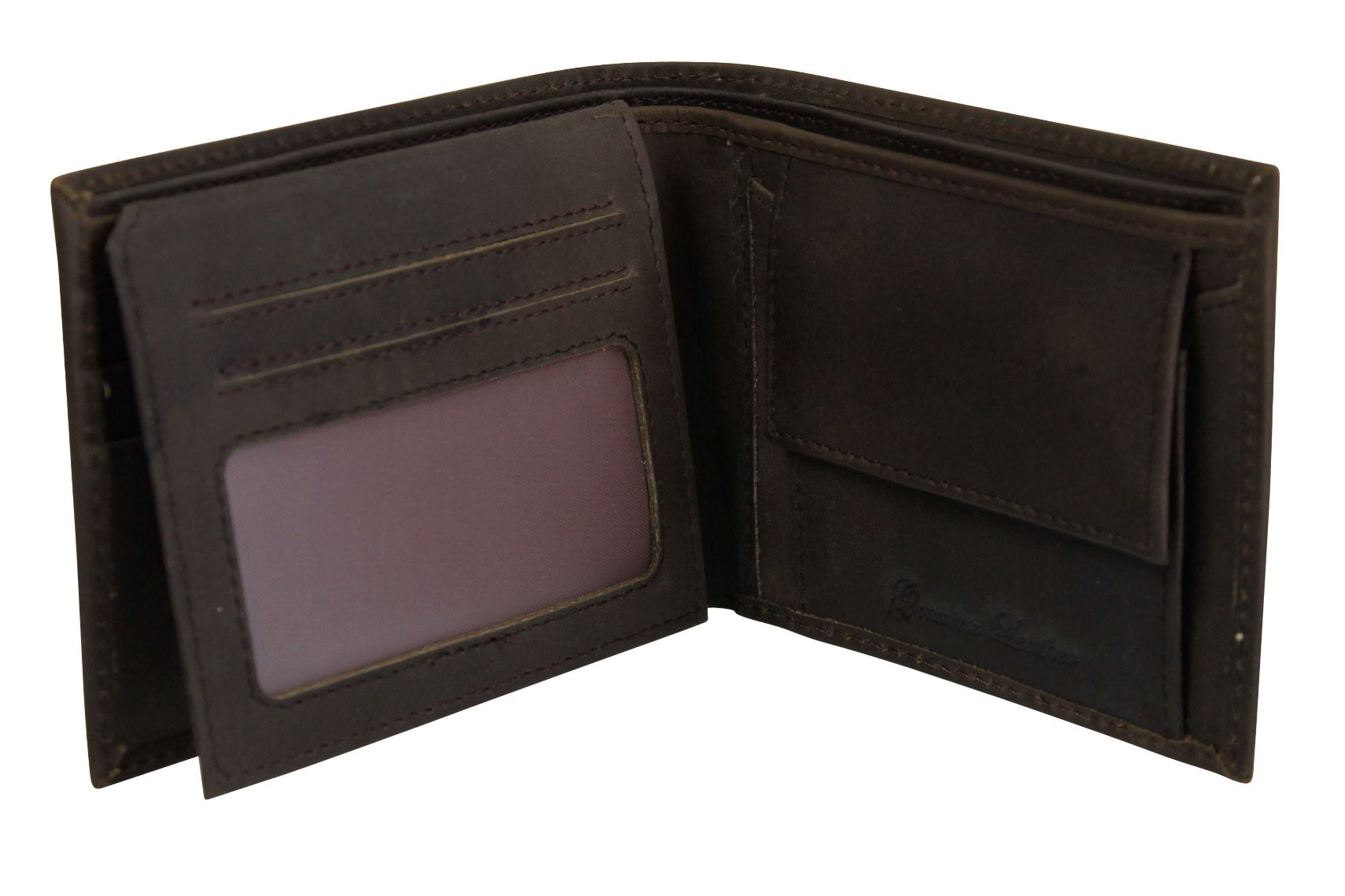 Mens Xact Clothing Genuine Leather Wallet Embossed Hasta La Vista (Dark Khaki)-2