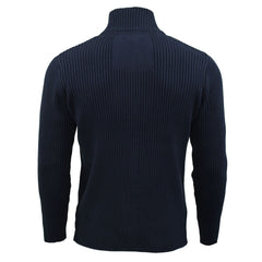 Mens Cardigan/ Jumper by Xact Clothing Ribbed Long Sleeved (Midnight Blue)-2