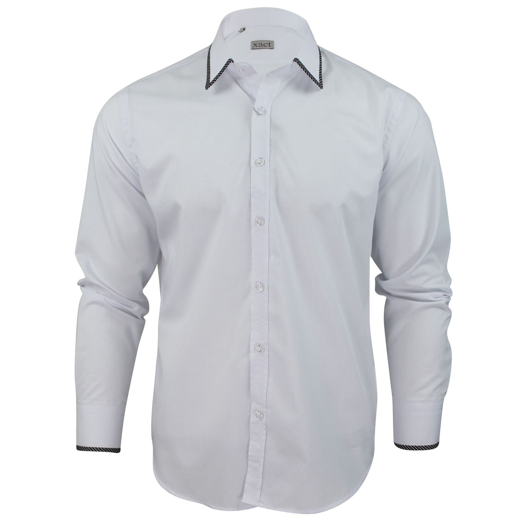 Xact Mens Fashion Shirt With Collar & Cuff Trim-Main Image