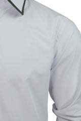Mens Shirt by Xact Clothing Dog Tooth Collar & Cuff Trim (White)-2