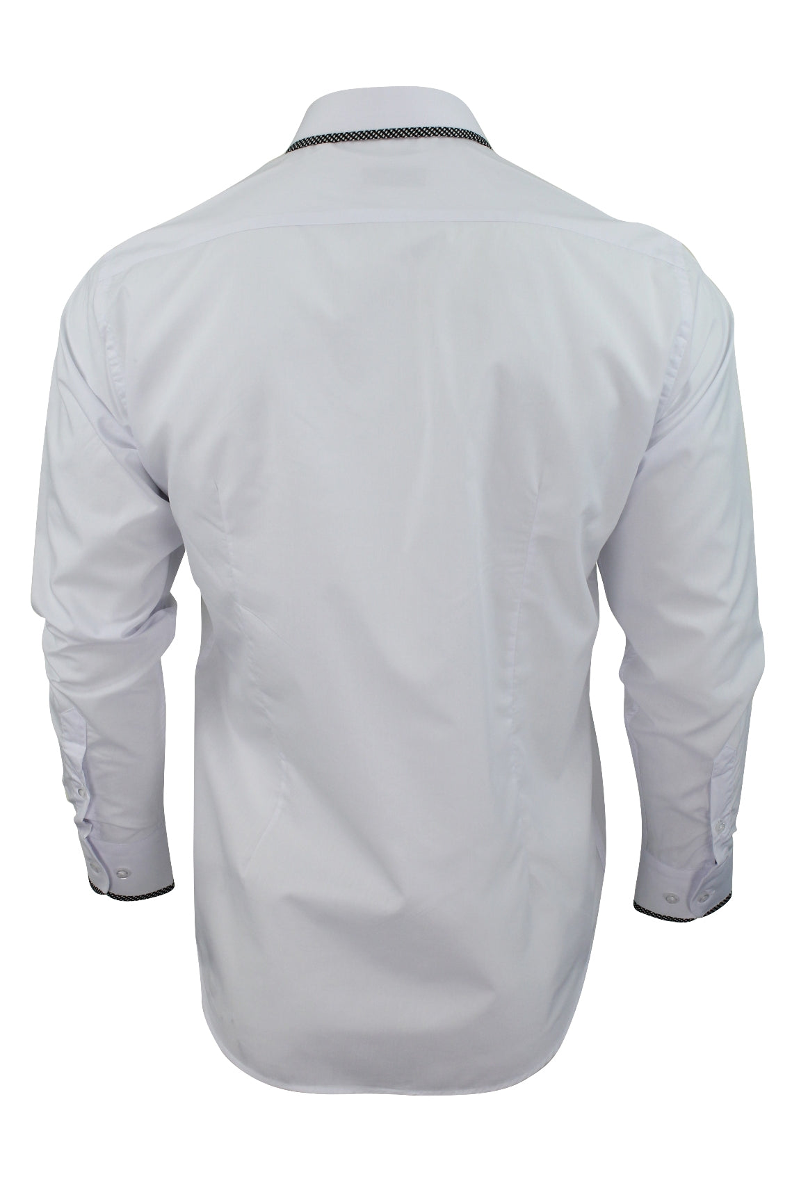 Mens Shirt by Xact Clothing Dog Tooth Collar & Cuff Trim (White)-4
