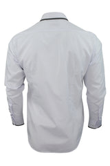 Mens Shirt by Xact Clothing Dog Tooth Collar & Cuff Trim (White)-4