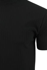 Mens Rib T - Shirt by Xact Clothing Crew Neck Slim Gym Muscle Fit-2