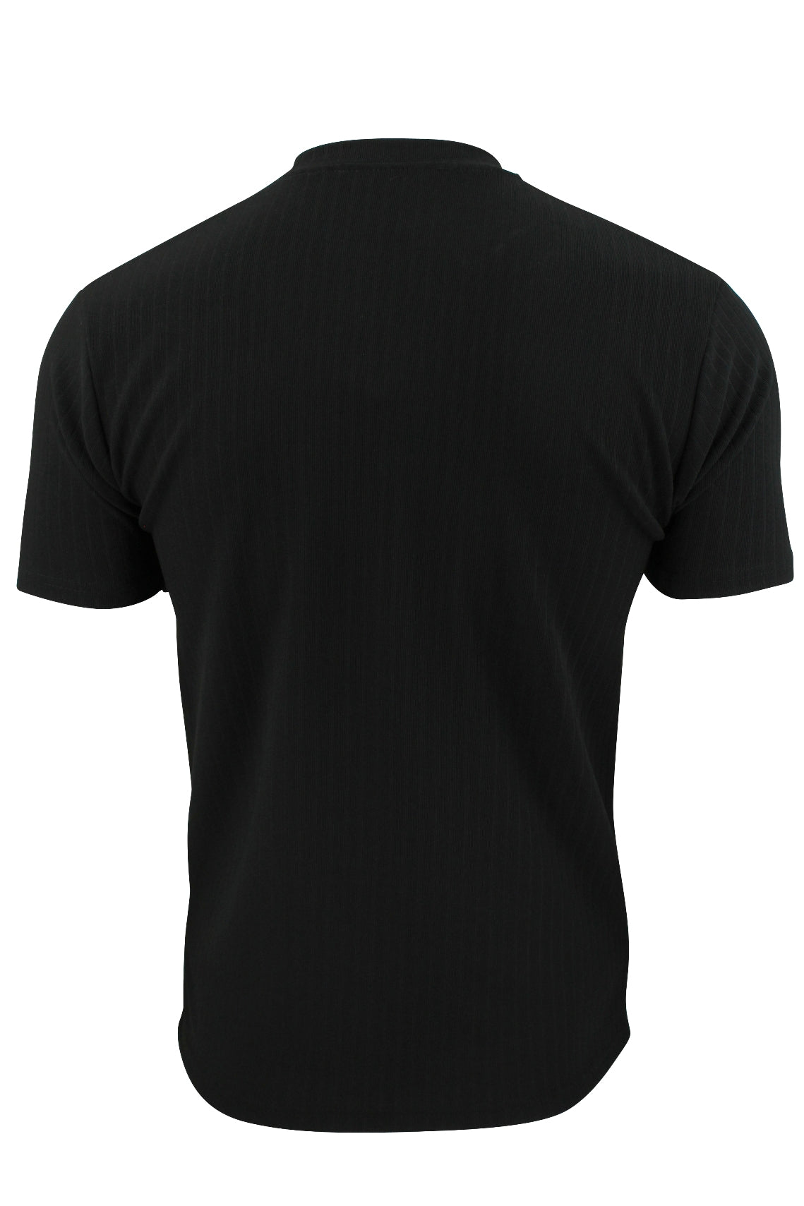 Mens Rib T-Shirt by Xact Clothing Crew Neck (Black)-3