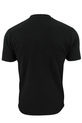 Mens Rib T-Shirt by Xact Clothing Crew Neck (Black)-3