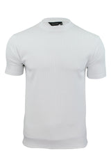 Mens Rib T-Shirt by Xact Clothing Crew Neck (White)-Main Image
