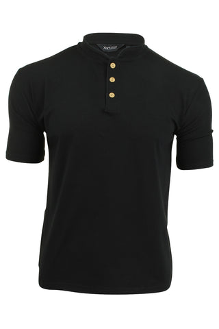 Mens Grandad T-Shirt by 'Xact' Short Sleeved (Black)-Main Image