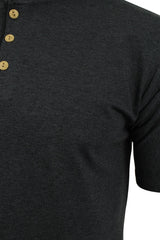 Mens Grandad T-Shirt by 'Xact' Short Sleeved (Charcoal)-2