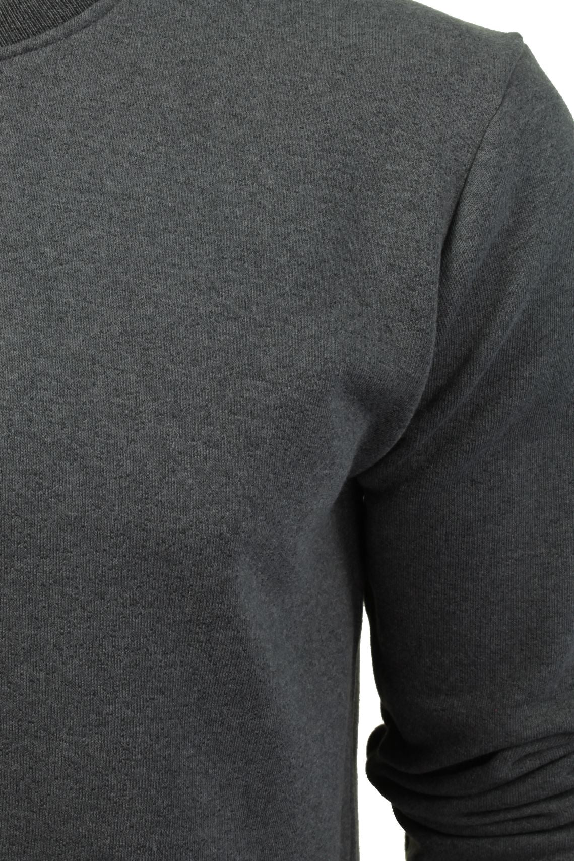 Mens Crew Neck Sweatshirt Jumper by Xact Long Sleeved (Dark Grey)-2
