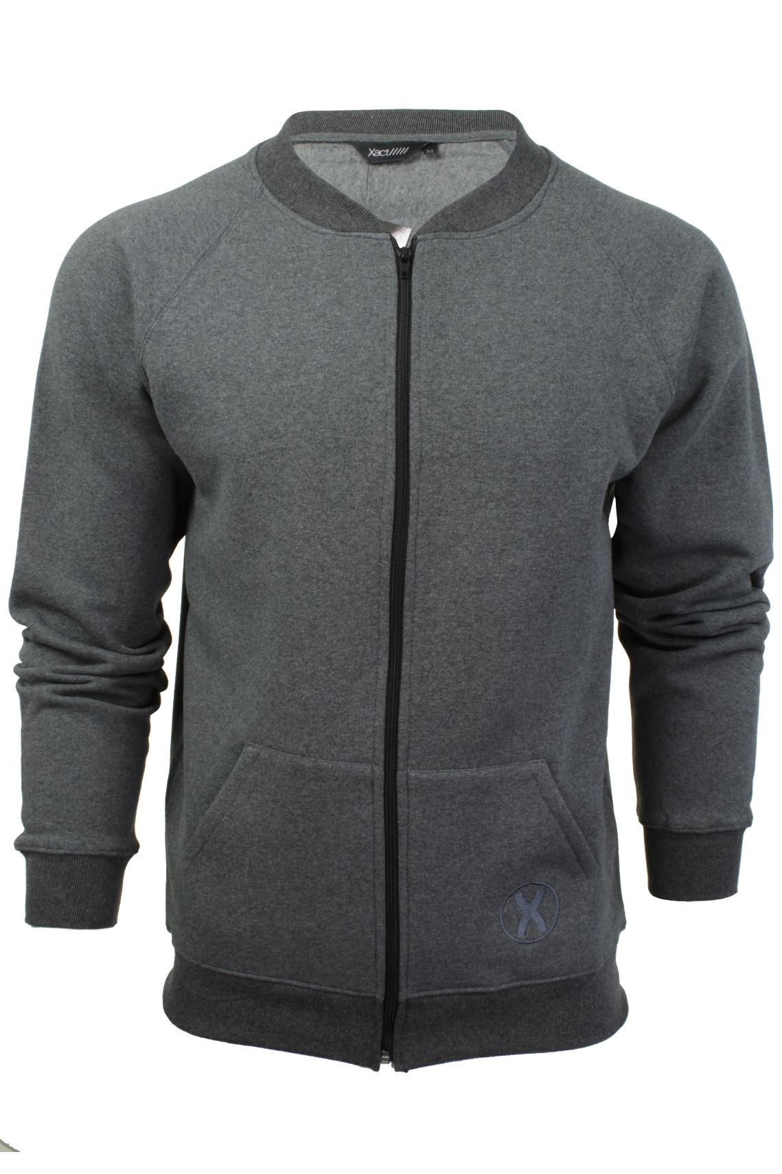 Mens Zip Through Sweatshirt Jumper by Xact Long Sleeved (Dark Grey)-Main Image