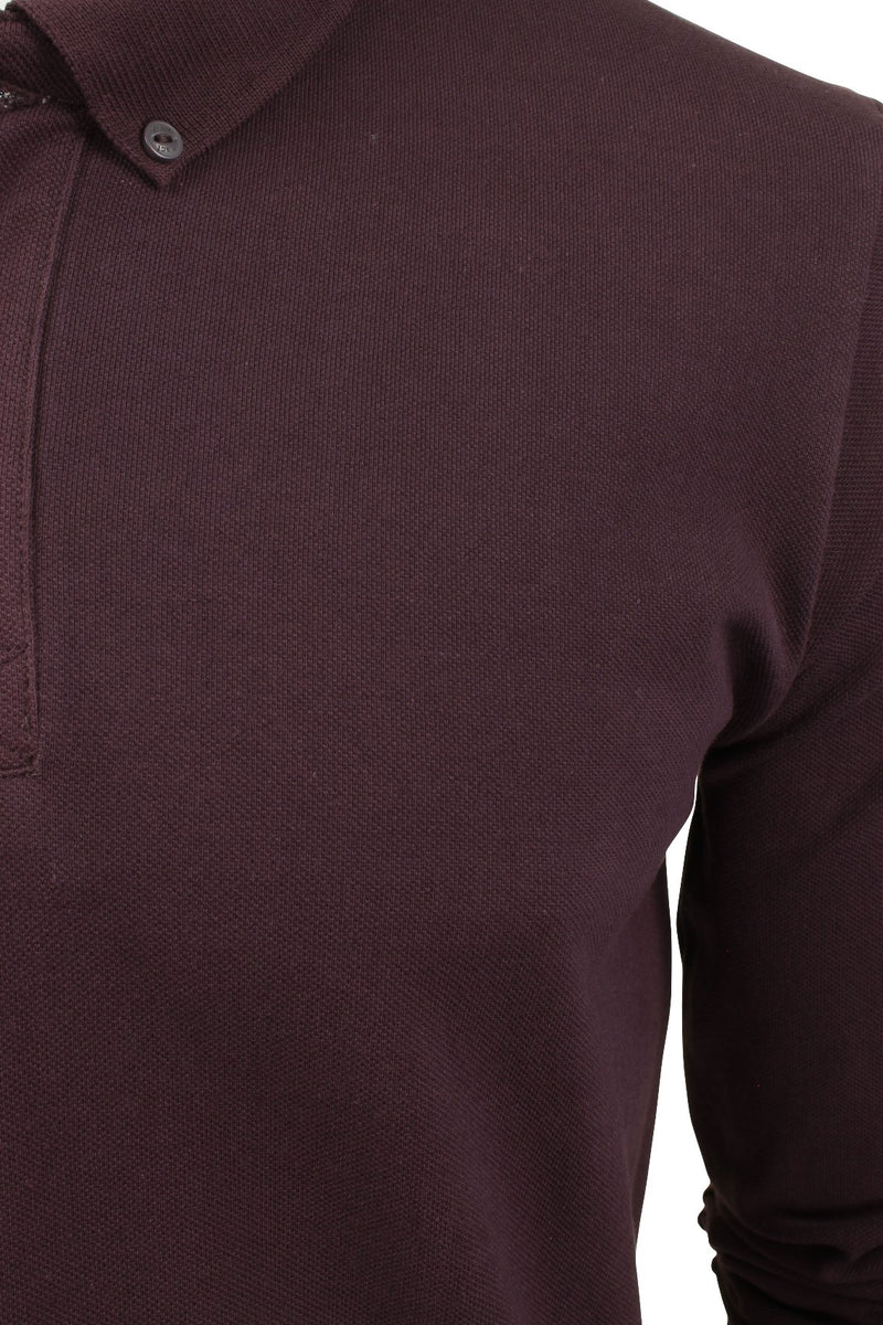 Xact Mens Polo Shirt Casual  Cotton Rich Pique polo Golf Long Sleeved-2