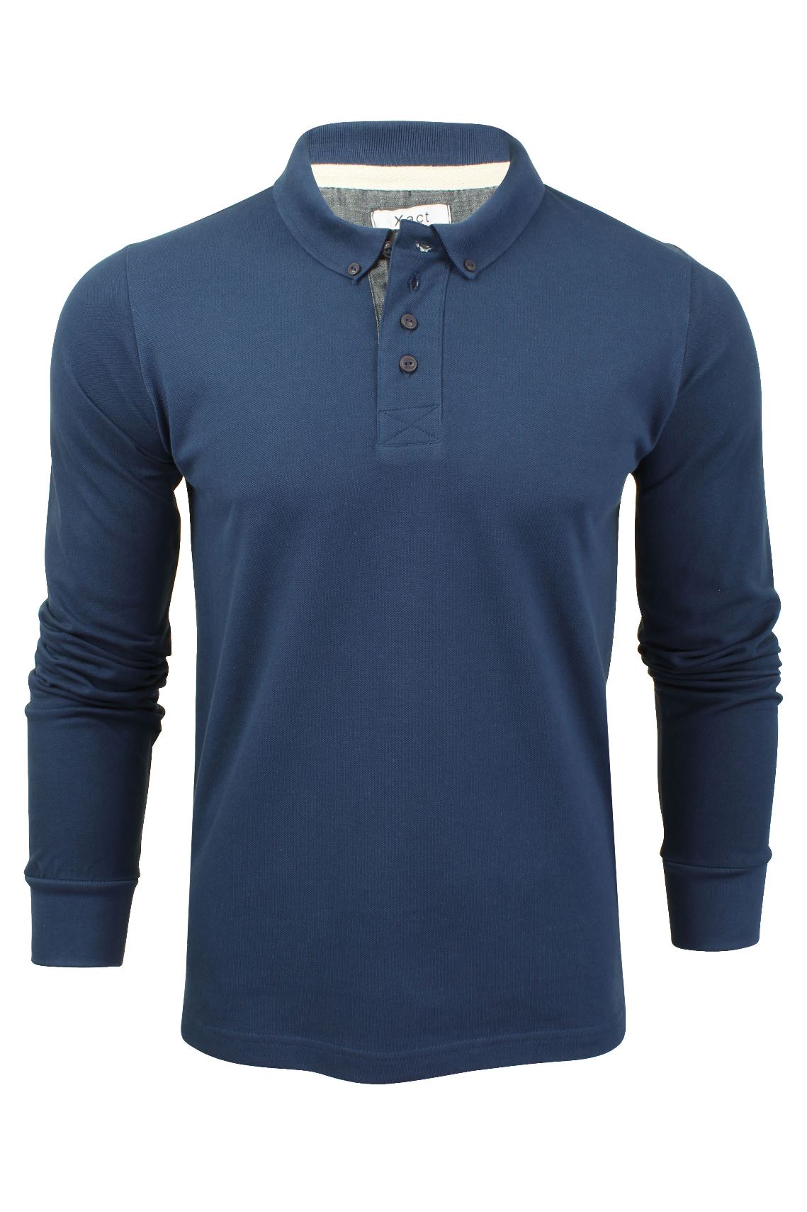 Xact Mens Polo Shirt Casual  Cotton Rich Pique polo Golf Long Sleeved-Main Image