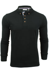 Mens Polo T-Shirt by Xact Long Sleeved (Black)-Main Image