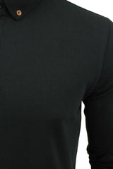 Mens Polo T-Shirt by Xact Long Sleeved (Black)-2