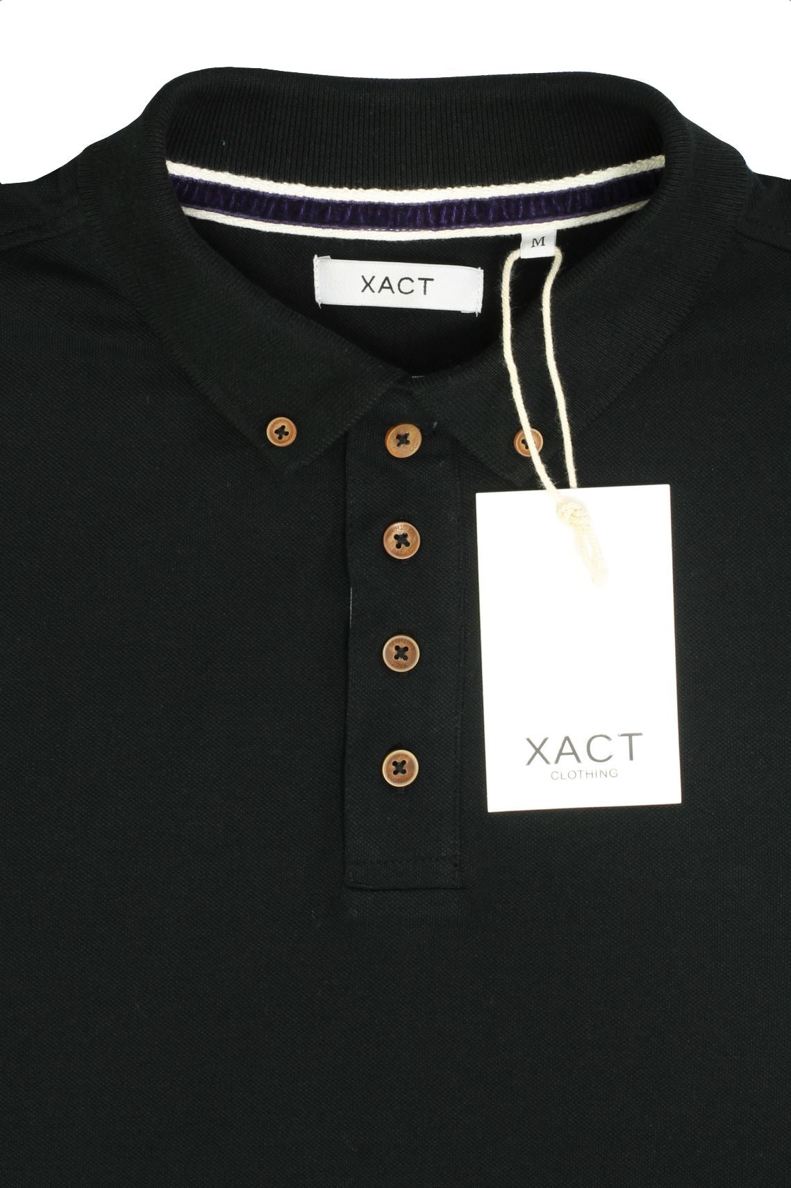 Mens Polo T-Shirt by Xact Long Sleeved (Black)-4