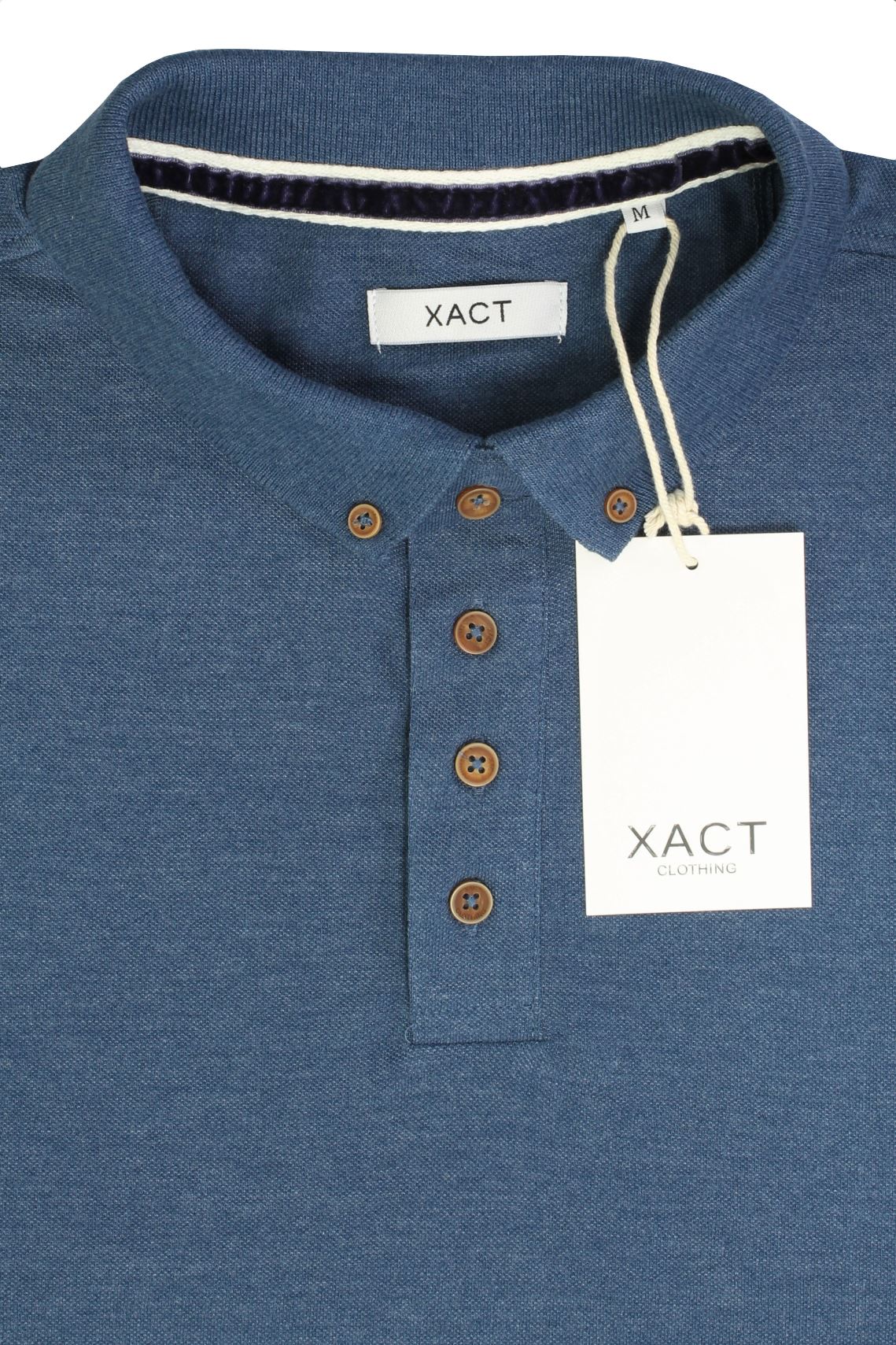 Mens Polo T-Shirt by Xact Long Sleeved (Vintage Blue)-4