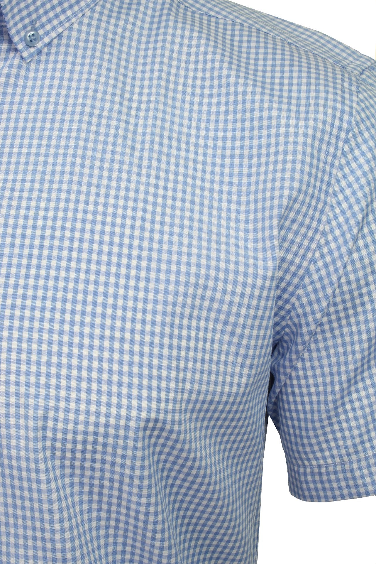 Xact Mens Short Sleeved Gingham Check Shirt - Slim Fit-2
