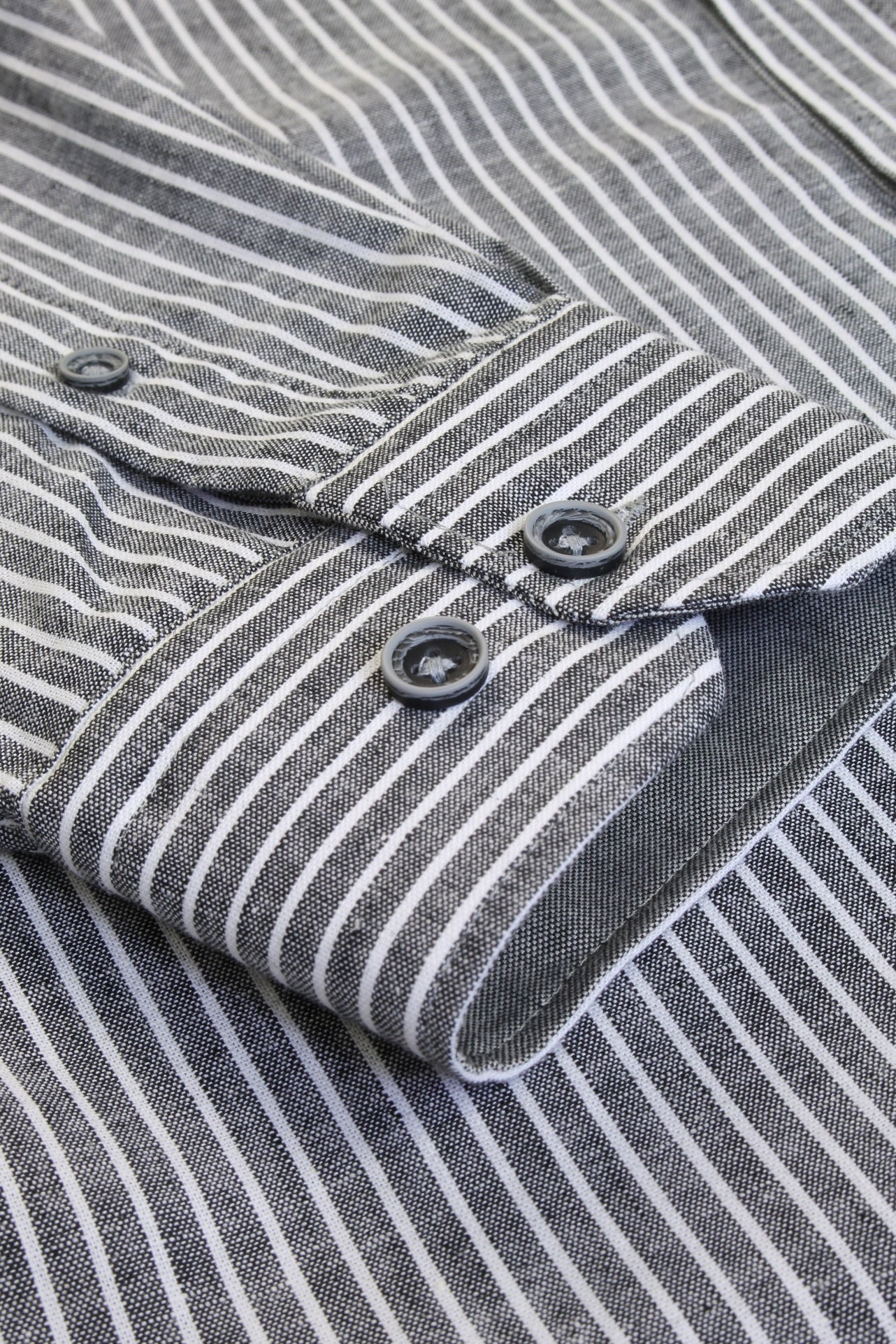 Xact Mens Linen Mix Stripe Shirt - Long Sleeved - Slim Fit