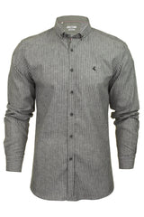 Xact Mens Linen Mix Stripe Shirt - Long Sleeved - Slim Fit-Main Image
