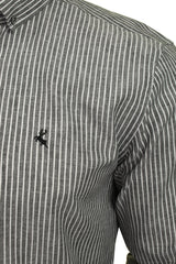 Xact Mens Linen Mix Stripe Shirt - Long Sleeved - Slim Fit-2