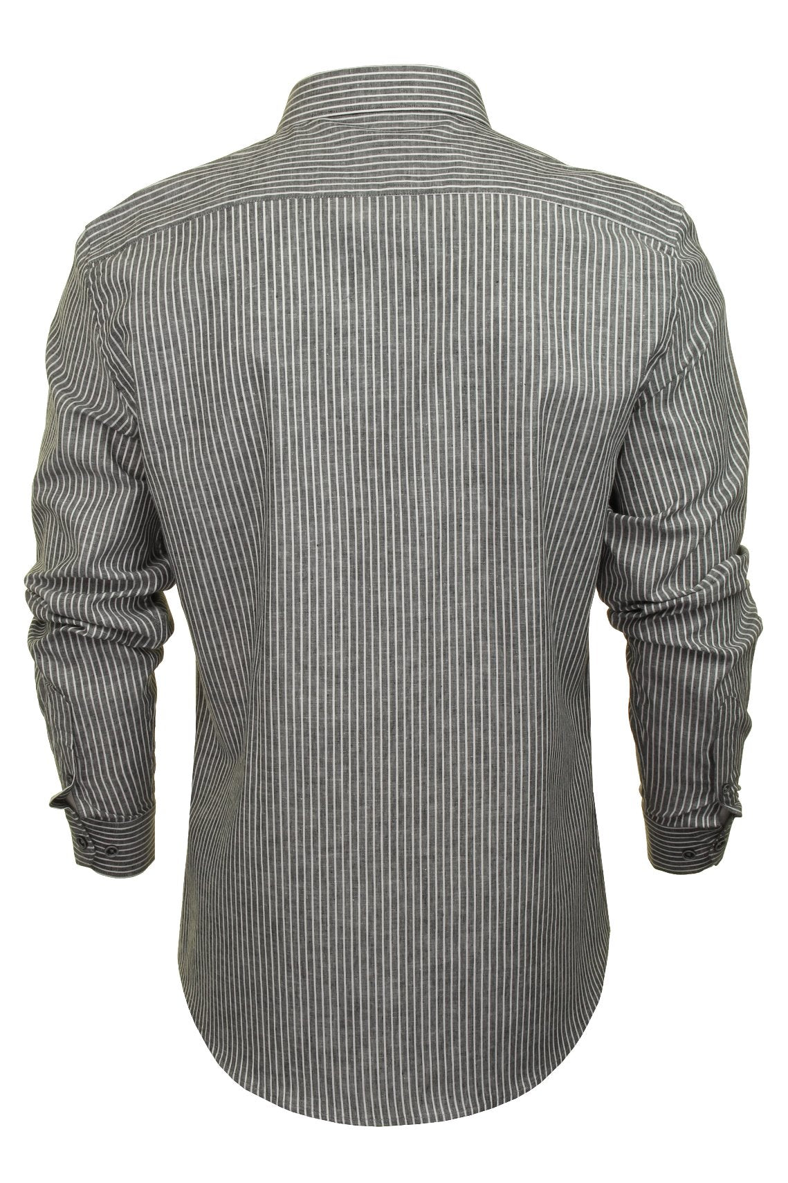 Xact Mens Linen Mix Stripe Shirt - Long Sleeved - Slim Fit-4